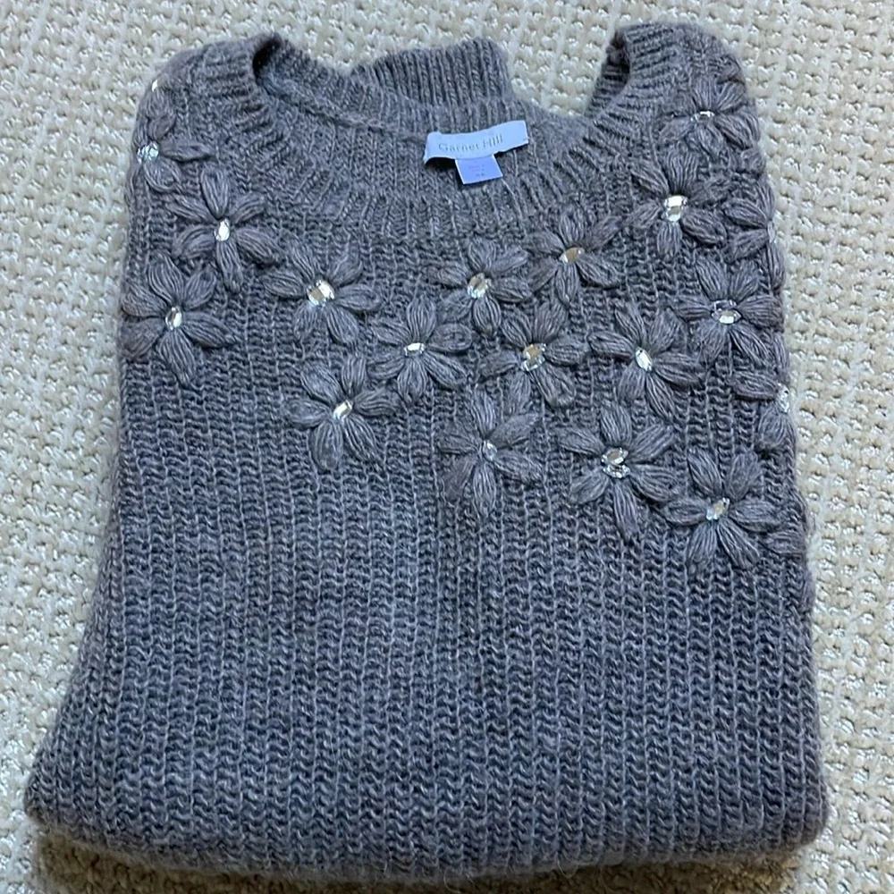 Garnet Hill Festive Embellished Sweater - Picture 1 of 6